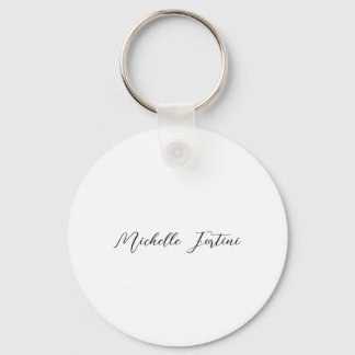 Calligraphy Name Elegant Plain Minimalist  Key Ring
