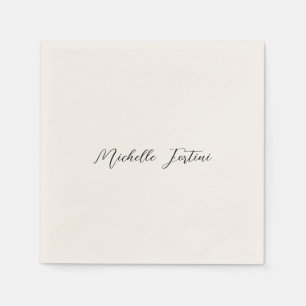 Calligraphy Name Elegant Plain Minimalist  Napkin