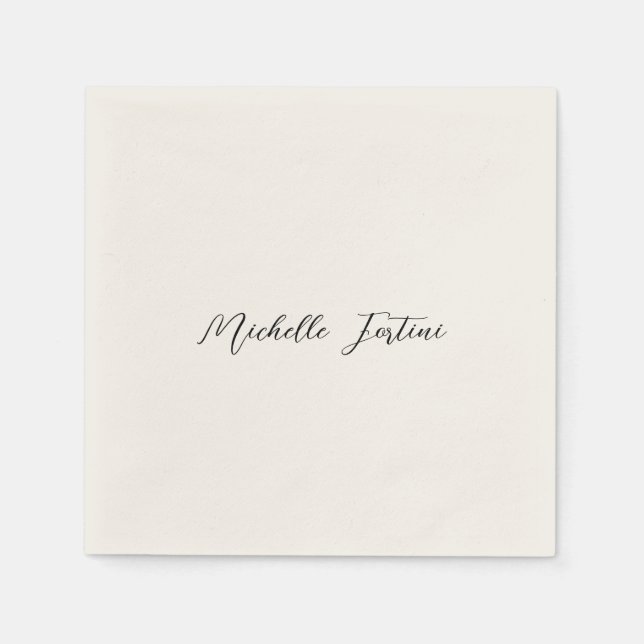 Calligraphy Name Elegant Plain Minimalist  Napkin (Front)