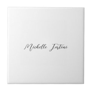 Calligraphy Name Elegant Plain Minimalist Tile