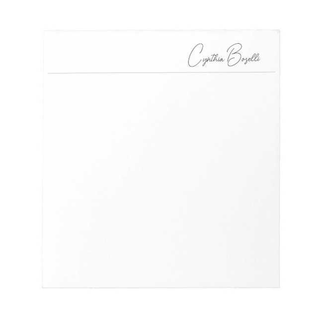 Calligraphy Name Minimalist Modern Plain Template Notepad (Front)