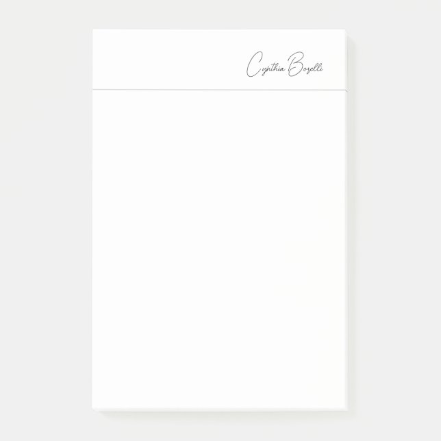 Calligraphy Name Minimalist Modern Plain Template Post-it Notes (Front)