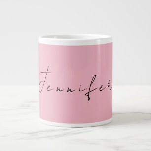 Calligraphy name professional plain pink feminine large coffee mug