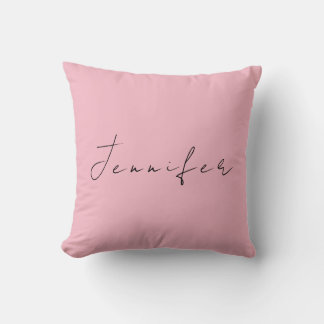 Calligraphy name professional plain pink rose gold cushion