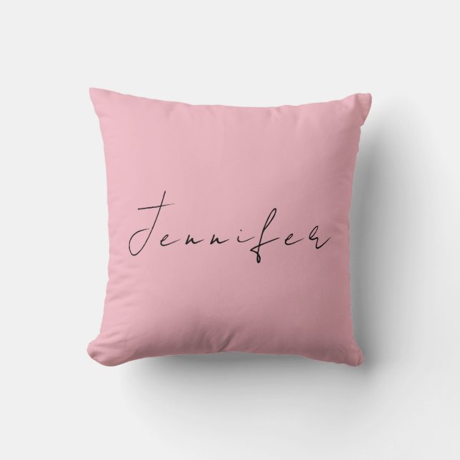 Calligraphy name professional plain pink rose gold cushion (Front)