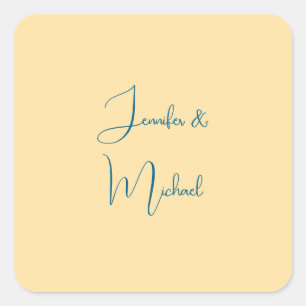 Calligraphy Names Elegant Plain Simple Beige Colou Square Sticker