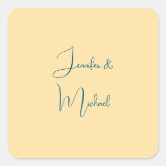 Calligraphy Names Elegant Plain Simple Beige Colou Square Sticker