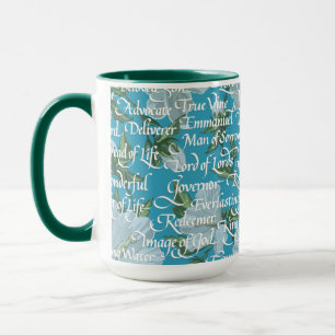 Calligraphy Names of Christ    Bright Blue Mug