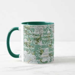 Calligraphy Names of Christ    Soft Green Mug