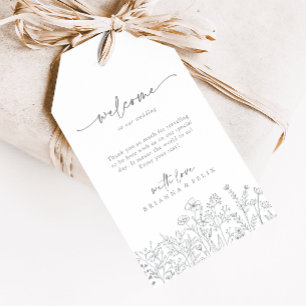 Calligraphy Neutral Wildflower Wedding Welcome  Gift Tags