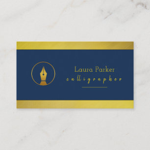 Calligraphy Nib Gold Freelance Writer Agent Business Card