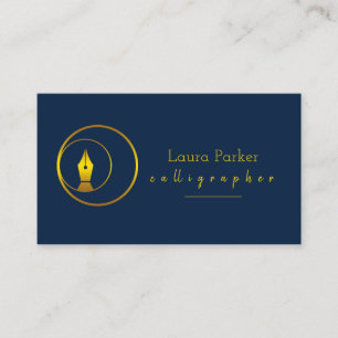 Calligraphy Nib Gold Freelance Writer Author Business Card