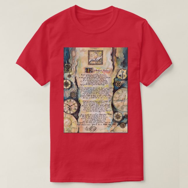 Calligraphy of the poem IF by Rudyard Kipling T-Shirt (Design Front)