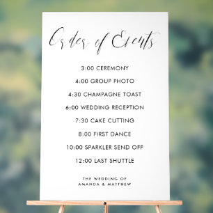Calligraphy Order of Events Wedding Timeline Acrylic Sign