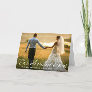 Calligraphy Our Adventure Begins Wedding Fold Thank You Card