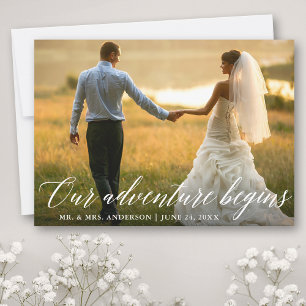 Calligraphy Our Adventure Begins Wedding Thank You Card