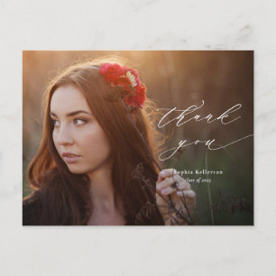 Calligraphy Overlay Photo Graduation Thank You Postcard