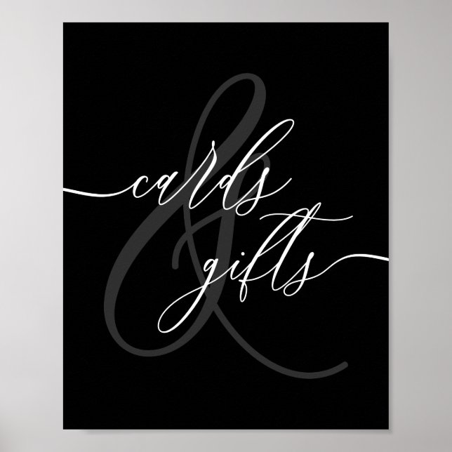 Calligraphy Party Black Cards and Gifts Poster (Front)