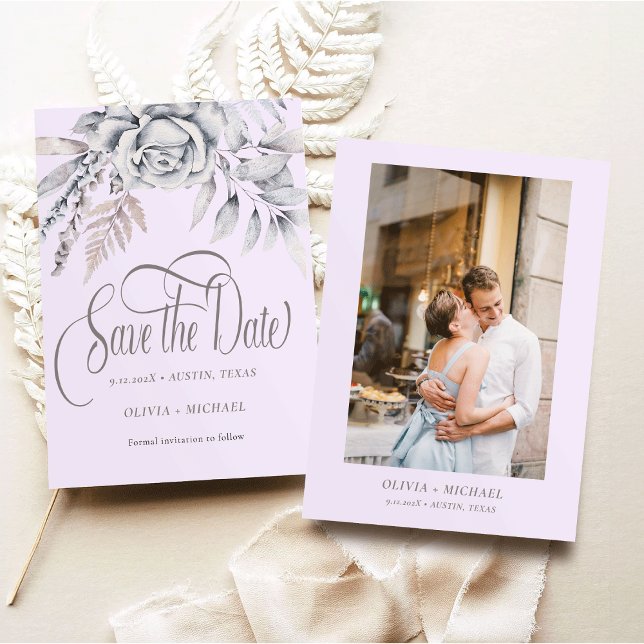 Calligraphy Pastel Beige Flower Save the Date (Creator Uploaded)