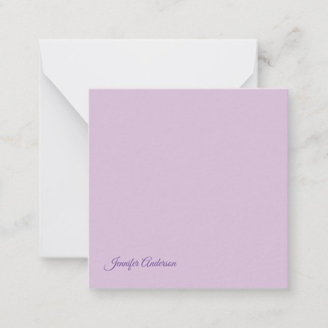 Calligraphy Pastel Thistle Pink Personalised Name Card (Front)