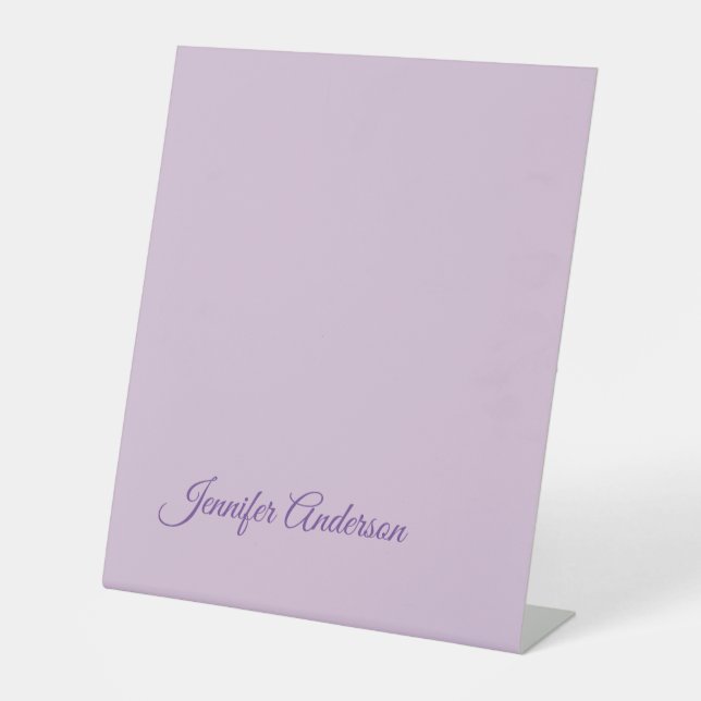 Calligraphy Pastel Thistle Pink Personalised Name Pedestal Sign (Front)