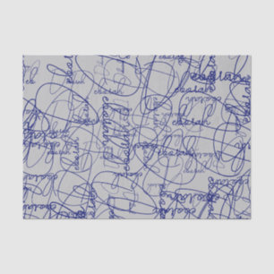 Calligraphy Pattern of Blue Signatures  Tissue Paper