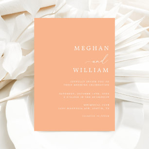 Calligraphy Peach Fuzz Wedding  Invitation