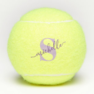 Calligraphy Personalised Monogram Name Purple Tennis Balls