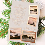 calligraphy photo collage new year merry christmas foil holiday card<br><div class="desc">Real Foil Christmas Holiday Cards - Fully Editable and Customisable
*Please contact me for any design questions</div>