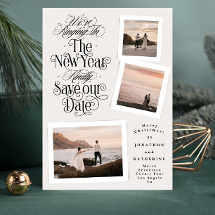 calligraphy photo collage new year merry christmas save the date