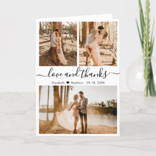 Calligraphy Photo Collage Wedding Thank You Card