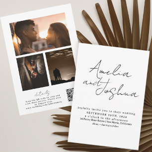 Calligraphy Photo Collage with QR code in Invitation