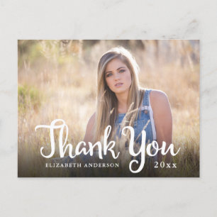 Calligraphy Photo Graduation Thank You Postcard