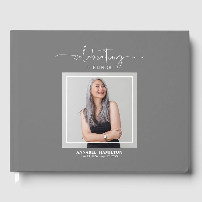 Calligraphy Photo Memorial Remembrance Guest Book (Front)