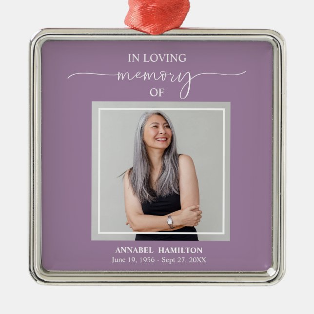 Calligraphy Photo Memorial Remembrance Metal Tree Decoration (Front)