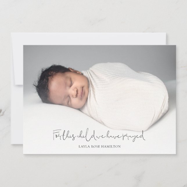 Calligraphy Photo New Baby Religious Thank You  Card (Front)