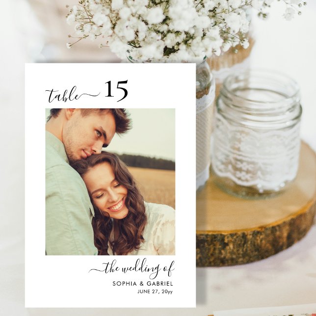 Calligraphy Photo Wedding Double Sided Table Number (Creator Uploaded)