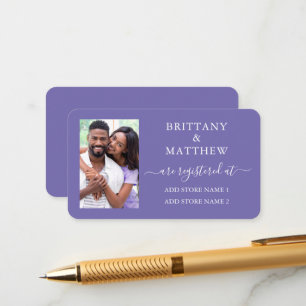 Calligraphy Photo Wedding Registry Periwinkle Enclosure Card