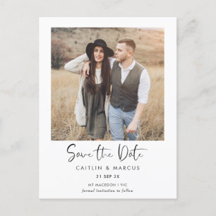 Calligraphy Photo Wedding Save The Date Postcard