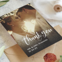 Calligraphy Photo Wedding Thank You Ombre Budget