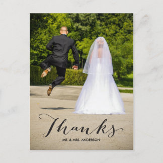 Calligraphy | Photo Wedding Thank You Postcard