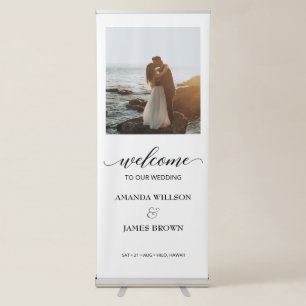 Calligraphy Photo Wedding Welcome Retractable Banner
