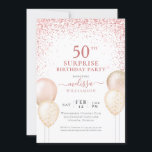 Calligraphy Pink Glitter Surprise 50th Birthday Invitation<br><div class="desc">Pink Calligraphy Glitter Balloons Elegant Modern Surprise 50th Birthday</div>