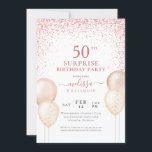 Calligraphy Pink Glitter Surprise 50th Birthday Invitation<br><div class="desc">Pink Calligraphy Glitter Balloons Elegant Modern Surprise 50th Birthday</div>