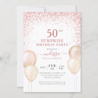 Calligraphy Pink Glitter Surprise 50th Birthday