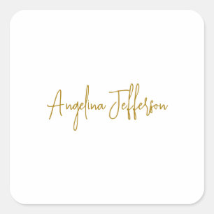 Calligraphy Professional Elegant Gold Color Square Sticker