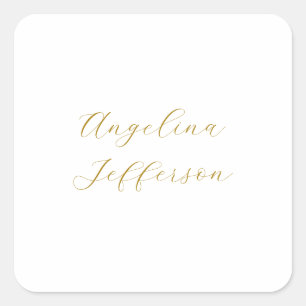 Calligraphy Professional Elegant Gold Color Square Sticker