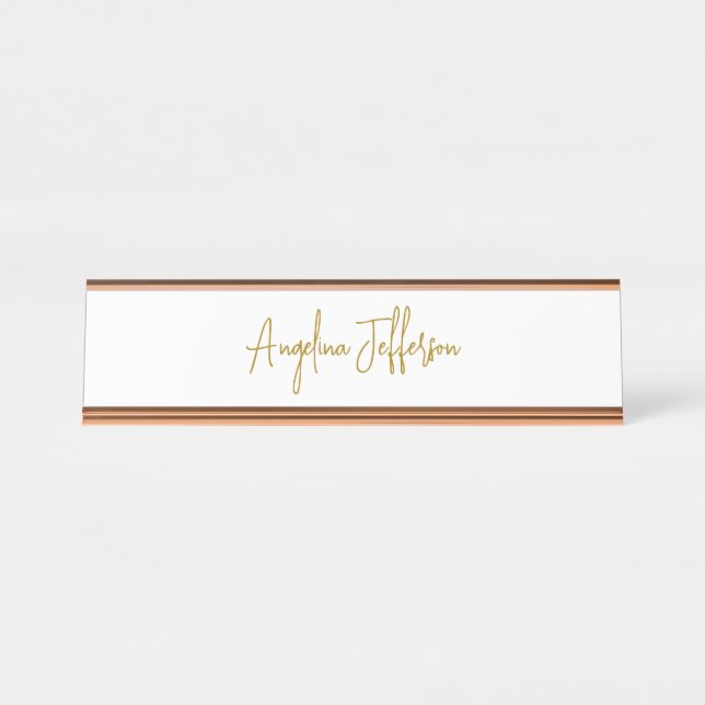 Calligraphy Professional Elegant Gold Colour Desk Name Plate (Front)