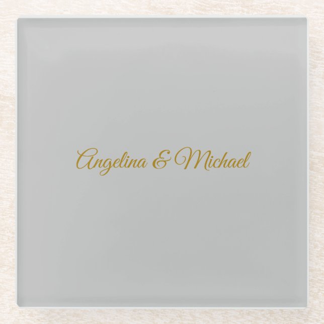 Calligraphy Professional Elegant Gold Colour Glass Coaster (Front)