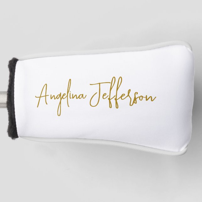 Calligraphy Professional Elegant Gold Colour Golf Head Cover (Front)